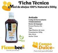 Miel de abejas 100% Natural presentación de 500gr