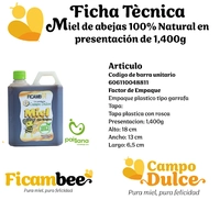 Miel de abejas 100% Natural presentación de 1.400gr