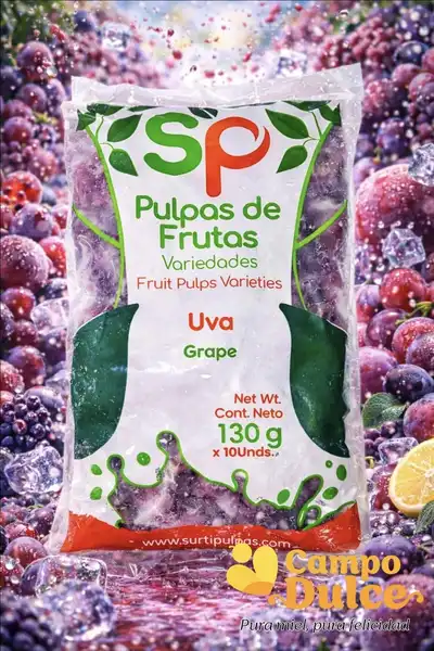 Pulpas de frutas variedades Uva x 130gr - 10 und