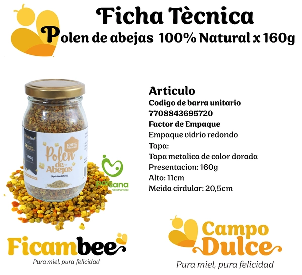 Polen de abejas 100% Natural presentaciòn x 160gr