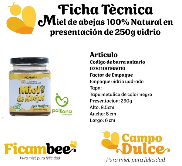 Miel de abejas 100% Natural presentación de 250gr