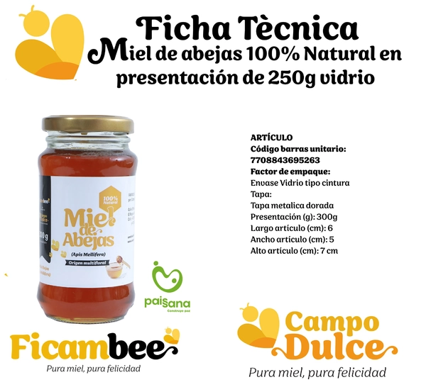 Miel de abejas 100% Natural presentaciòn x  300gr
